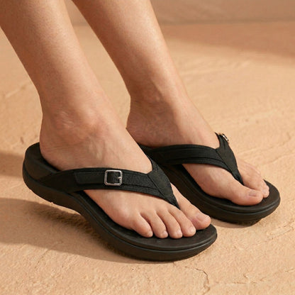 Arch Support Flip Flops with Adjustable Strap and Cushioned Sole Comfort