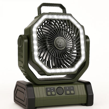 3-in-1 Rechargeable Camping Fan with LED Light and Power Bank