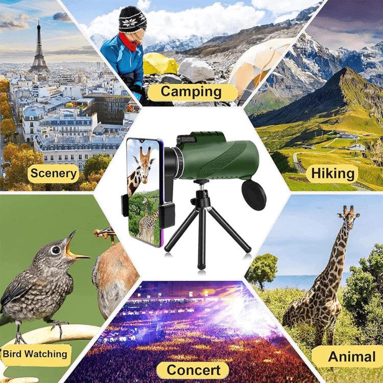 Monoculaire Compact 600x Ultra-Zoom HD, Léger avec Lentilles Traitées pour Observation