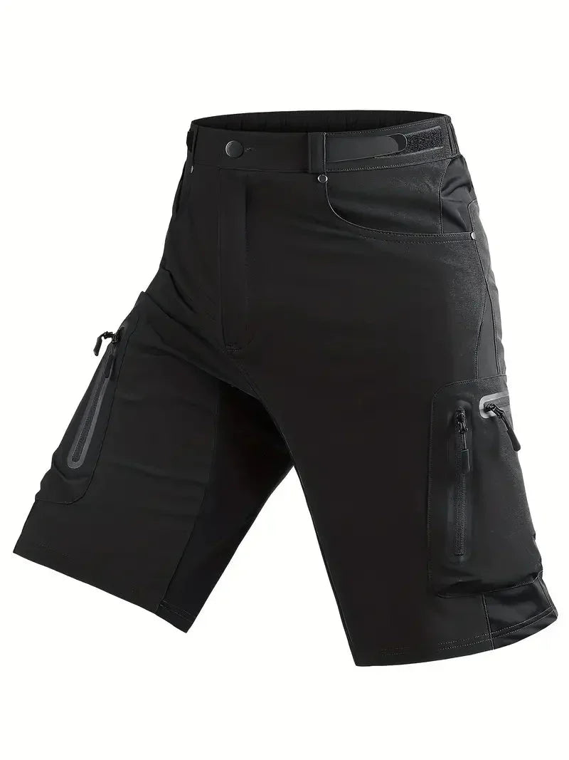 Short VTT Homme Cargo Respirant à Séchage Rapide, Poches Zippées et Tissu Technique Extensible