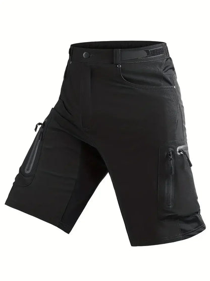 Short VTT Homme Cargo Respirant à Séchage Rapide, Poches Zippées et Tissu Technique Extensible