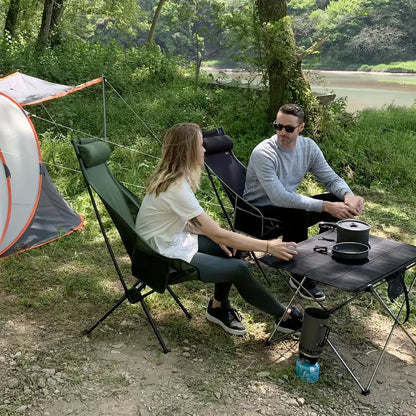 Chaise de Camping Pliable Haute avec Soutien Lombaire, Tissu Oxford Respirant, Charge 150 kg