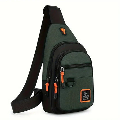 Men's Nylon Crossbody Bag, Multi-Pocket with Headphone Port, Water-Repellent Fabric