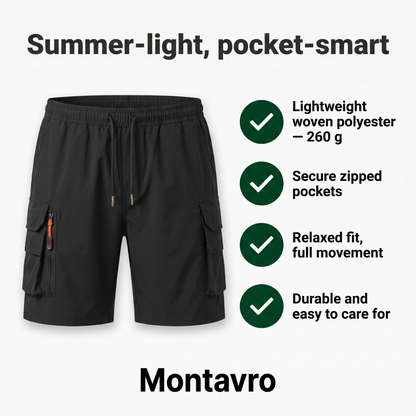 Men's Lightweight Cargo Shorts with Zipped Pockets