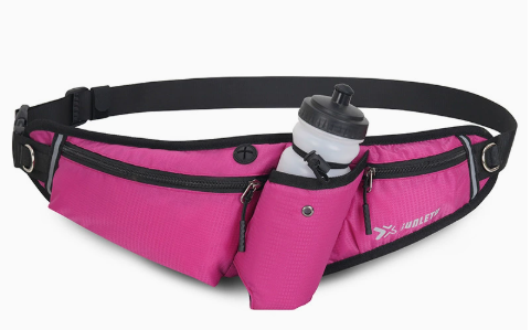Running Belt with Water Bottle Holder and Zippered Pockets for Running and Hiking