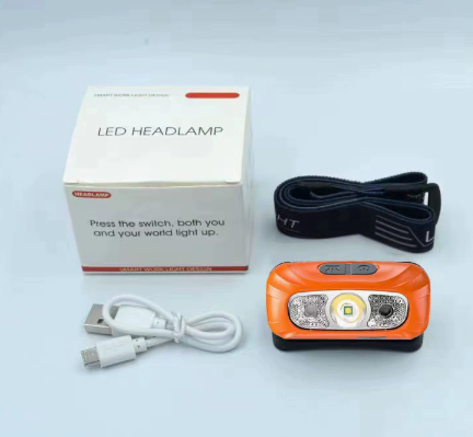 Rechargeable USB LED Headlamp with Motion Activation, Lightweight and Weatherproof