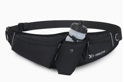 Running Belt with Water Bottle Holder and Zippered Pockets for Running and Hiking