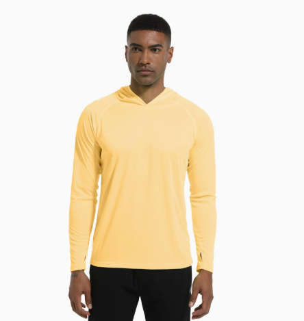T-Shirt Anti-UV Homme à Manches Longues UPF50+ à Capuche pour Randonnée