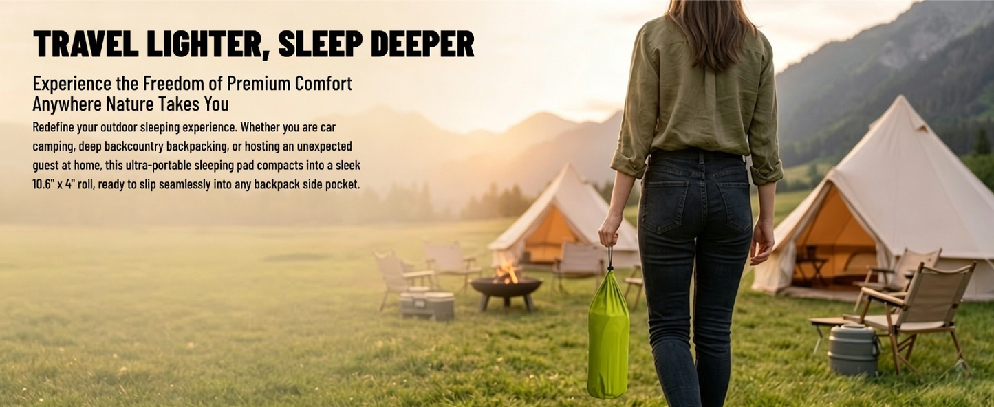 Ultra-Light Camping Sleeping Pad, Ergonomic Honeycomb Structure with Compact Cover