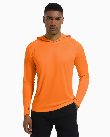 T-Shirt Anti-UV Homme à Manches Longues UPF50+ à Capuche pour Randonnée