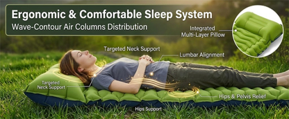 Ultra-Light Camping Sleeping Pad, Ergonomic Honeycomb Structure with Compact Cover