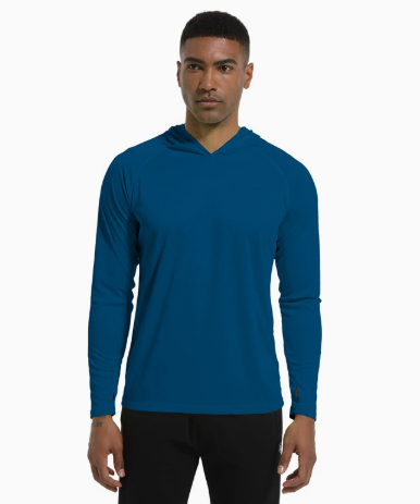 T-Shirt Anti-UV Homme à Manches Longues UPF50+ à Capuche pour Randonnée