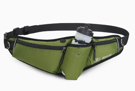 Running Belt with Water Bottle Holder and Zippered Pockets for Running and Hiking