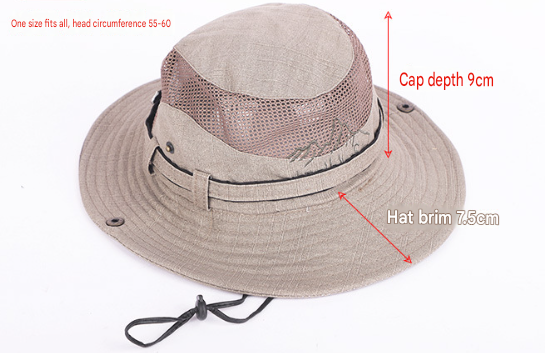 Breathable Cotton Boonie Hat with Mesh Panel and Drawstring for Hiking