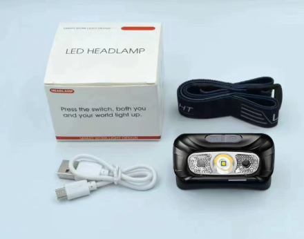 Rechargeable USB LED Headlamp with Motion Activation, Lightweight and Weatherproof