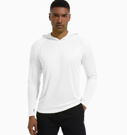 T-Shirt Anti-UV Homme à Manches Longues UPF50+ à Capuche pour Randonnée