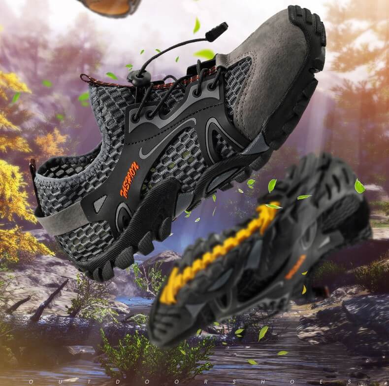 Chaussures d'Eau Homme à Mesh Respirant Drainant, Semelle Souple Antidérapante et Serrage Rapide