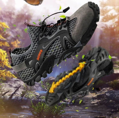 Chaussures d'Eau Homme à Mesh Respirant Drainant, Semelle Souple Antidérapante et Serrage Rapide