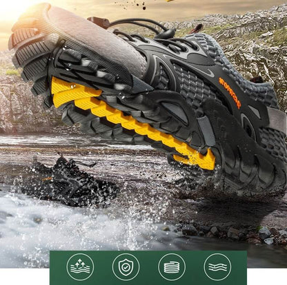 Chaussures d'Eau Homme à Mesh Respirant Drainant, Semelle Souple Antidérapante et Serrage Rapide