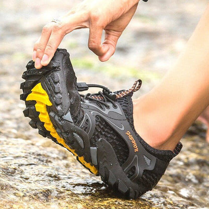 Chaussures d'Eau Homme à Mesh Respirant Drainant, Semelle Souple Antidérapante et Serrage Rapide