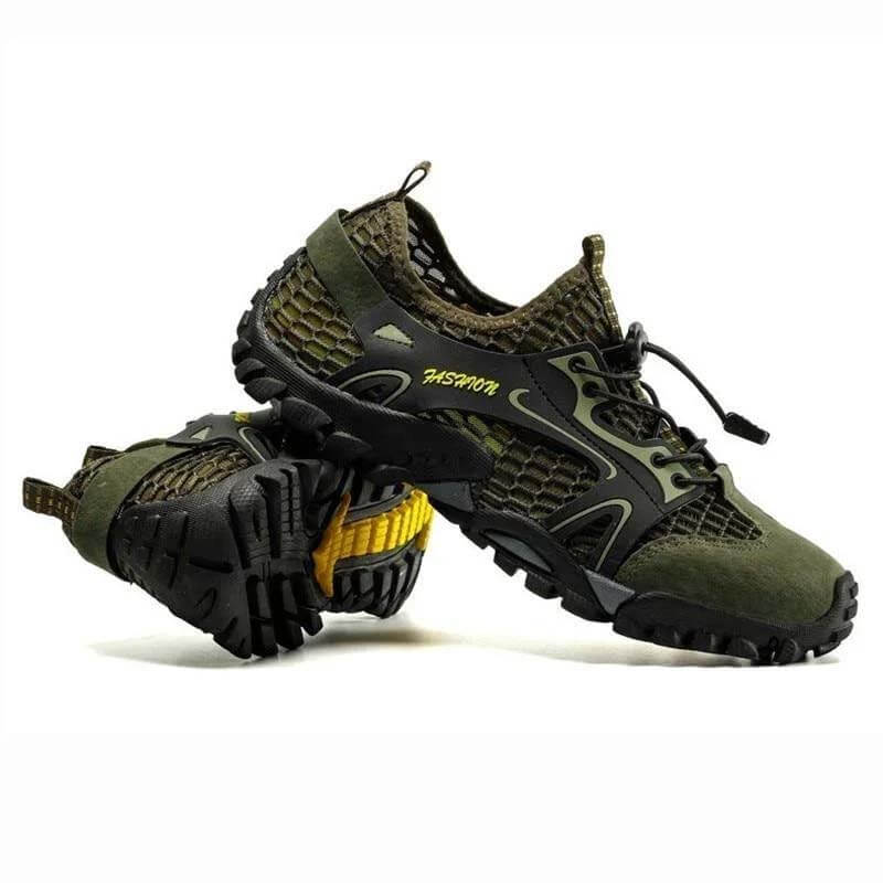 Chaussures d'Eau Homme à Mesh Respirant Drainant, Semelle Souple Antidérapante et Serrage Rapide