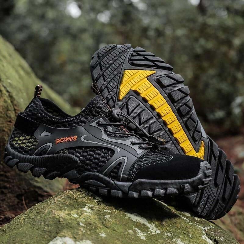 Chaussures d'Eau Homme à Mesh Respirant Drainant, Semelle Souple Antidérapante et Serrage Rapide
