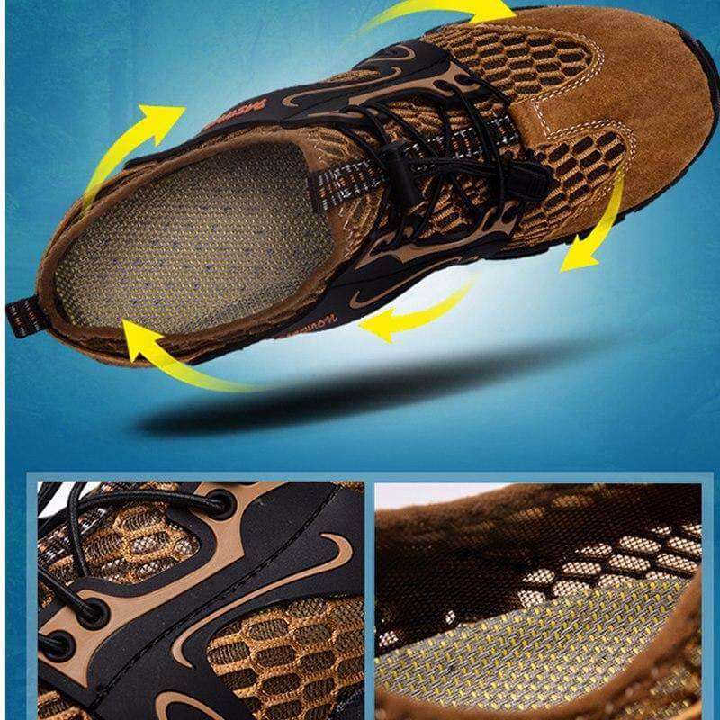 Chaussures d'Eau Homme à Mesh Respirant Drainant, Semelle Souple Antidérapante et Serrage Rapide