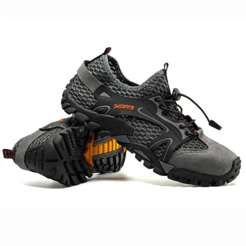 Chaussures d'Eau Homme à Mesh Respirant Drainant, Semelle Souple Antidérapante et Serrage Rapide