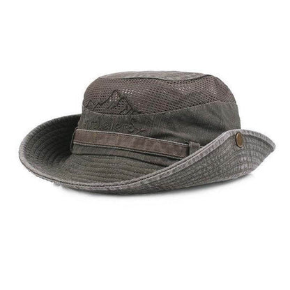 Chapeau de Brousse en Coton Respirant avec Panneau Mesh et Cordon pour Randonnée