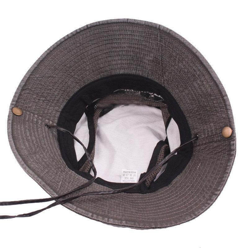 Chapeau de Brousse en Coton Respirant avec Panneau Mesh et Cordon pour Randonnée