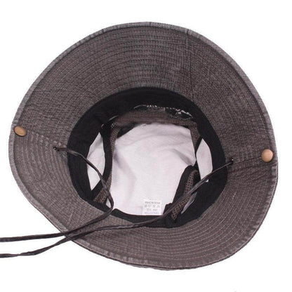 Chapeau de Brousse en Coton Respirant avec Panneau Mesh et Cordon pour Randonnée