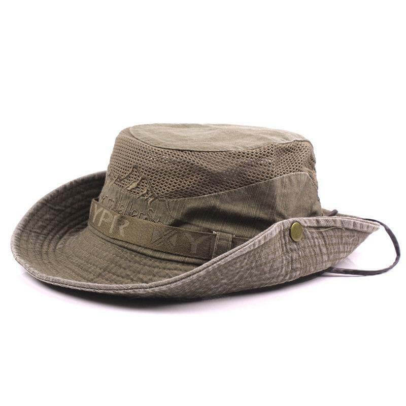 Chapeau de Brousse en Coton Respirant avec Panneau Mesh et Cordon pour Randonnée