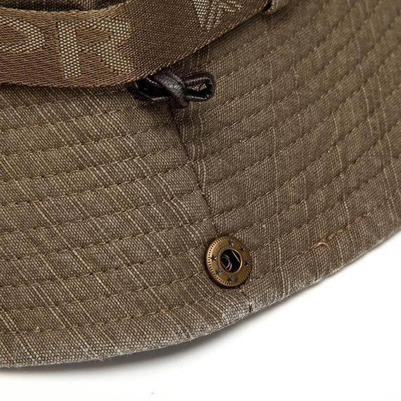 Chapeau de Brousse en Coton Respirant avec Panneau Mesh et Cordon pour Randonnée
