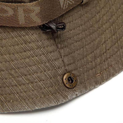 Chapeau de Brousse en Coton Respirant avec Panneau Mesh et Cordon pour Randonnée