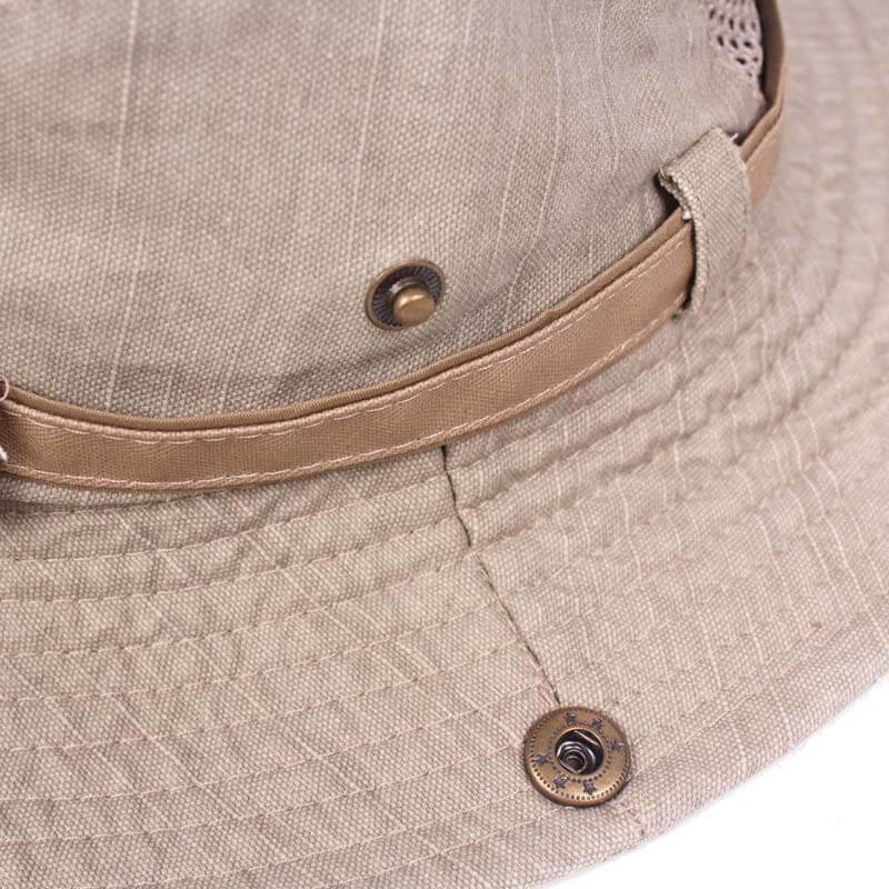 Chapeau de Brousse en Coton Respirant avec Panneau Mesh et Cordon pour Randonnée