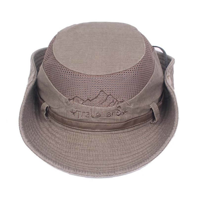 Chapeau de Brousse en Coton Respirant avec Panneau Mesh et Cordon pour Randonnée