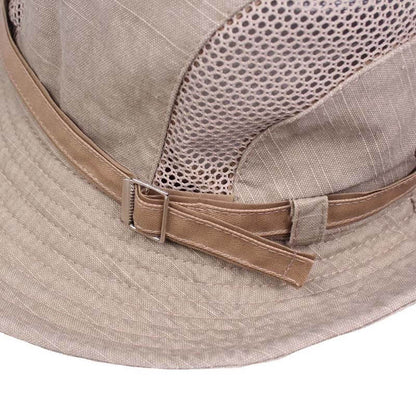 Chapeau de Brousse en Coton Respirant avec Panneau Mesh et Cordon pour Randonnée