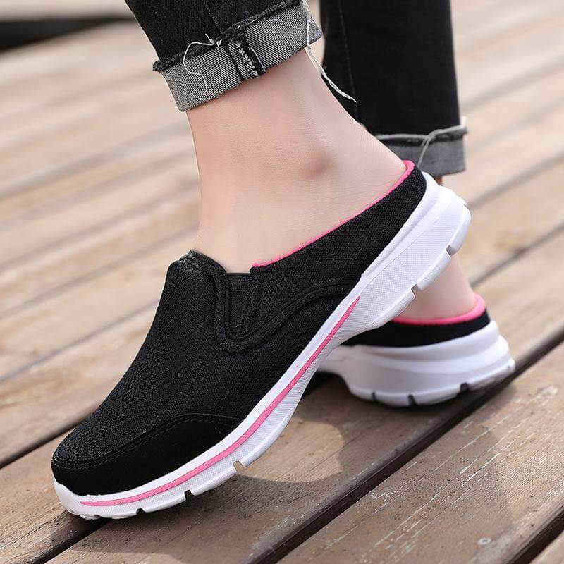 Sabot Sneaker Femme à Talon Ouvert, Tige Mesh Respirante et Semelle Caoutchouc Souple