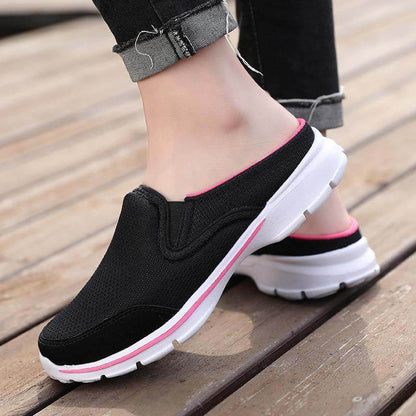 Sabot Sneaker Femme à Talon Ouvert, Tige Mesh Respirante et Semelle Caoutchouc Souple
