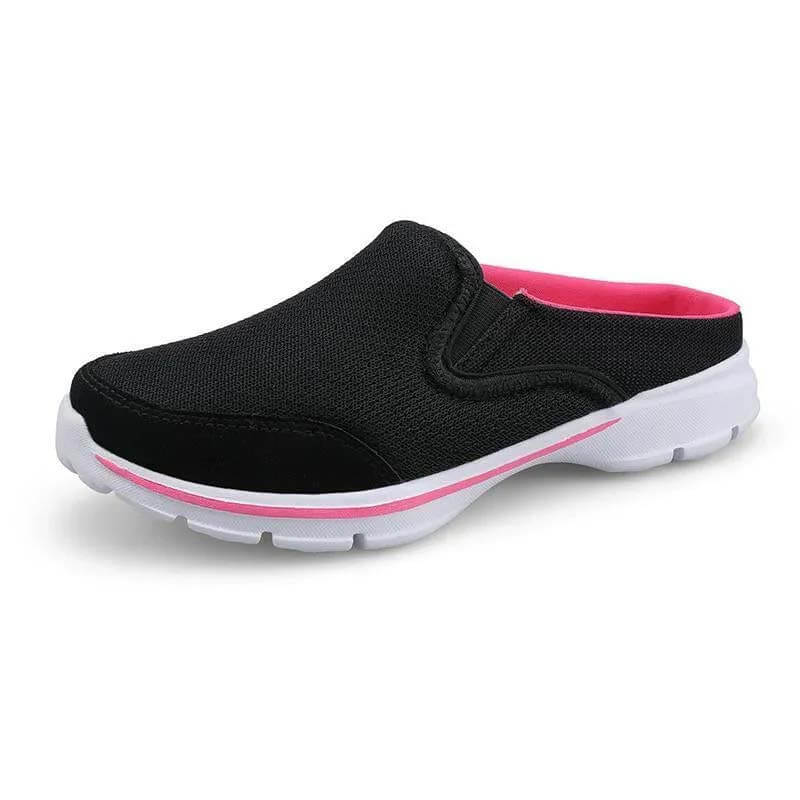 Sabot Sneaker Femme à Talon Ouvert, Tige Mesh Respirante et Semelle Caoutchouc Souple