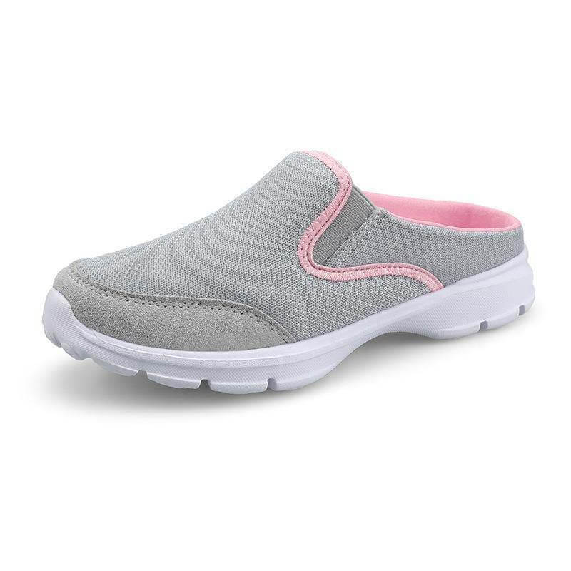 Sabot Sneaker Femme à Talon Ouvert, Tige Mesh Respirante et Semelle Caoutchouc Souple