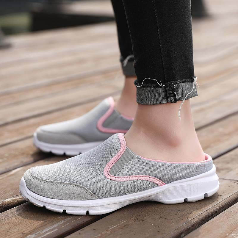 Sabot Sneaker Femme à Talon Ouvert, Tige Mesh Respirante et Semelle Caoutchouc Souple