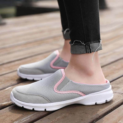 Sabot Sneaker Femme à Talon Ouvert, Tige Mesh Respirante et Semelle Caoutchouc Souple