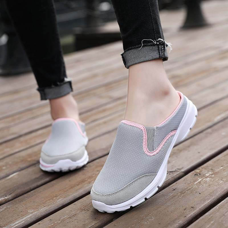 Sabot Sneaker Femme à Talon Ouvert, Tige Mesh Respirante et Semelle Caoutchouc Souple