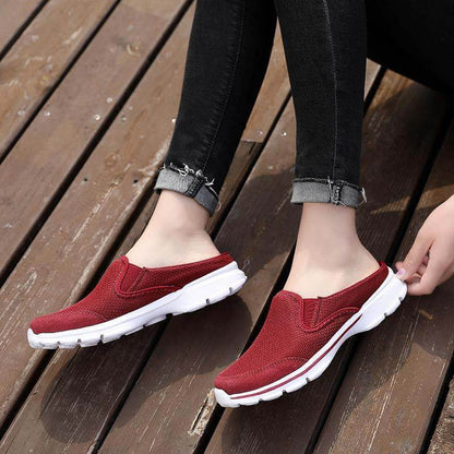 Sabot Sneaker Femme à Talon Ouvert, Tige Mesh Respirante et Semelle Caoutchouc Souple