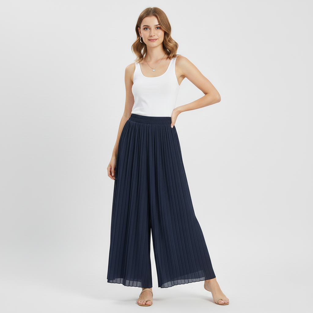 Élise Fluid and Elegant Pleated Palazzo Pants