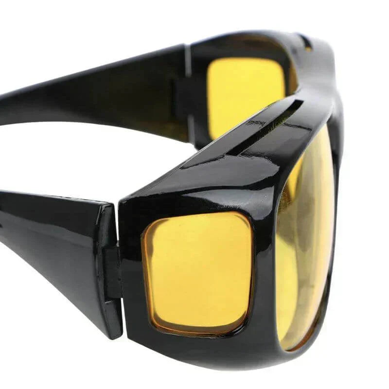 Anti-Glare Yellow Lens Glasses, Wrap-Around Frame for Driving and Fishing