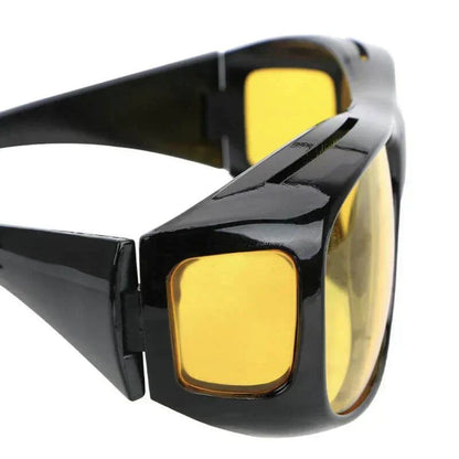 Anti-Glare Yellow Lens Glasses, Wrap-Around Frame for Driving and Fishing