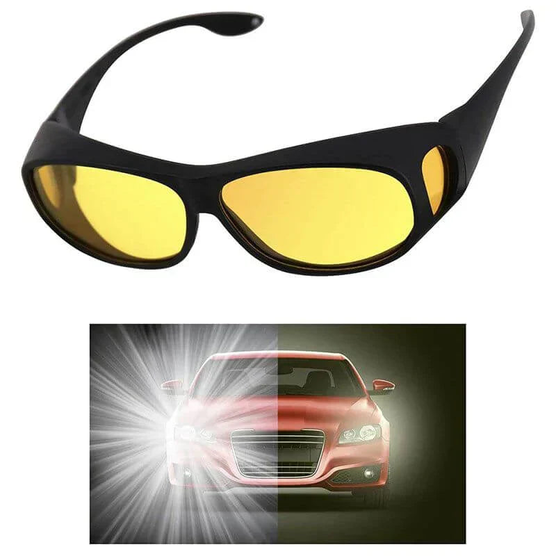 Anti-Glare Yellow Lens Glasses, Wrap-Around Frame for Driving and Fishing