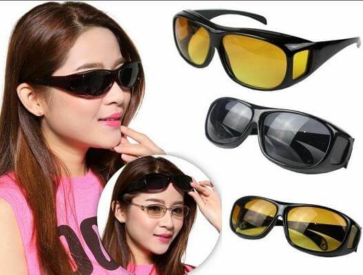 Anti-Glare Yellow Lens Glasses, Wrap-Around Frame for Driving and Fishing